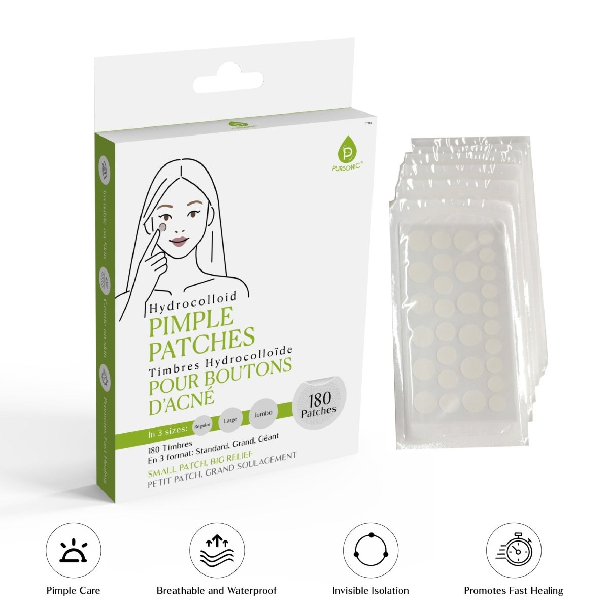 Pursonic Hydrocolloid Pimple Patches – Multi-Size Blemish Care for Faster HealingBeauty & Personal Care