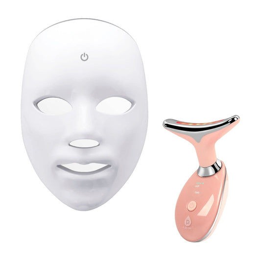 Pursonic LED Glow Set – 7 - in - 1 LED Light Therapy Face Mask + 7 - in - 1 LED Face & Neck Sculpting WandBeauty & Personal Care